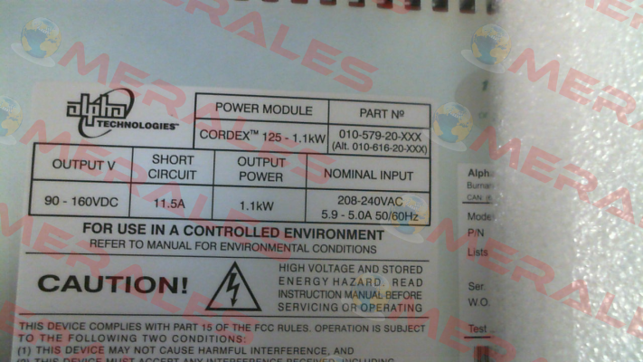 010-579-20-041 \ CXRC 125-1.1kW Alpha Technologies