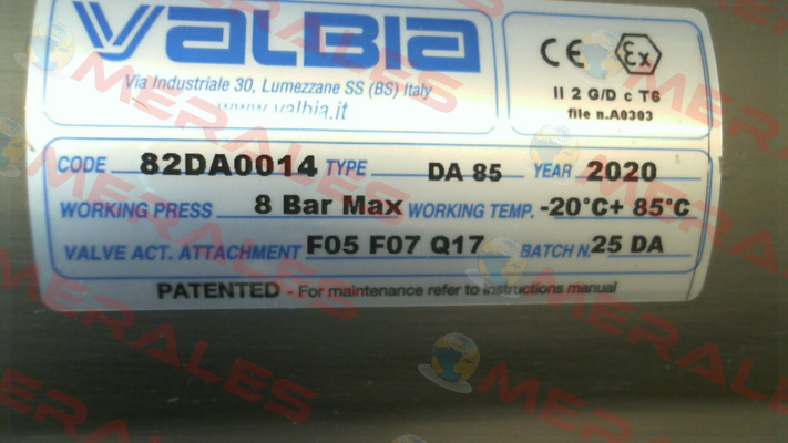 82DA0014 DA85 Valbia