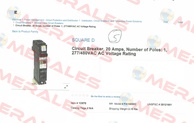 FA14020C  Square D (Schneider Electric)