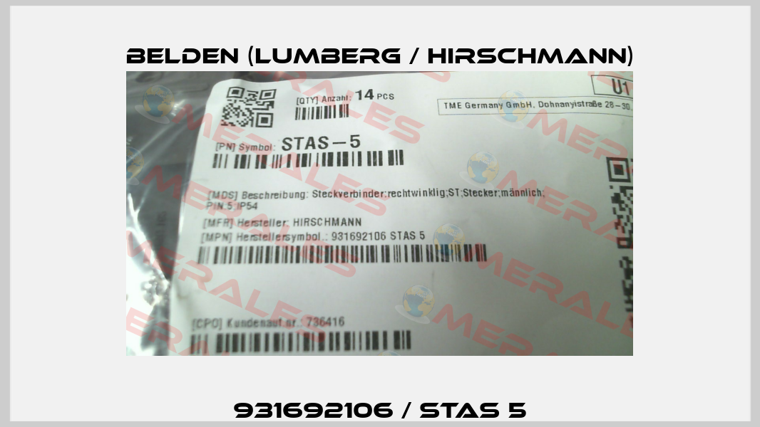 931692106 / STAS 5 Belden (Lumberg / Hirschmann)
