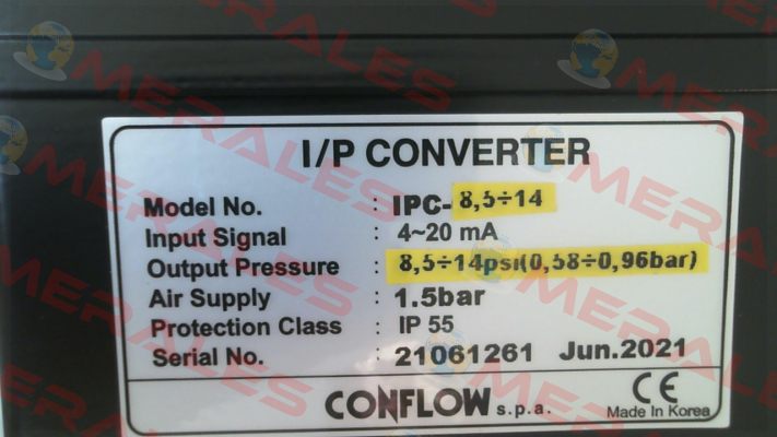 PC converter 0-18 PSI CONFLOW