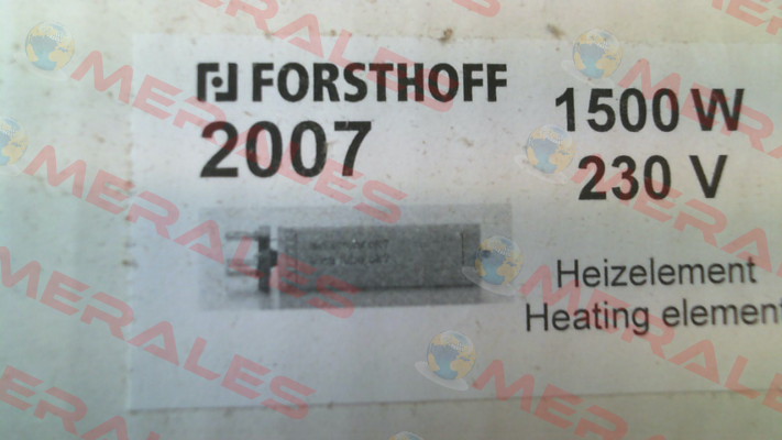 Heating element 1500 W 230 V Typ K Forsthoff