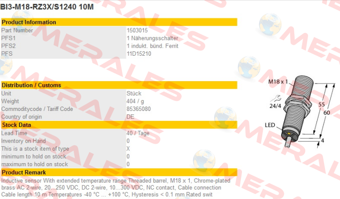 BI3-M18-RZ3X/S1240 Turck