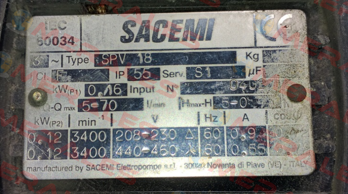 SPV-18 (Immersion depth- mm 90-120-170-220) Sacemi