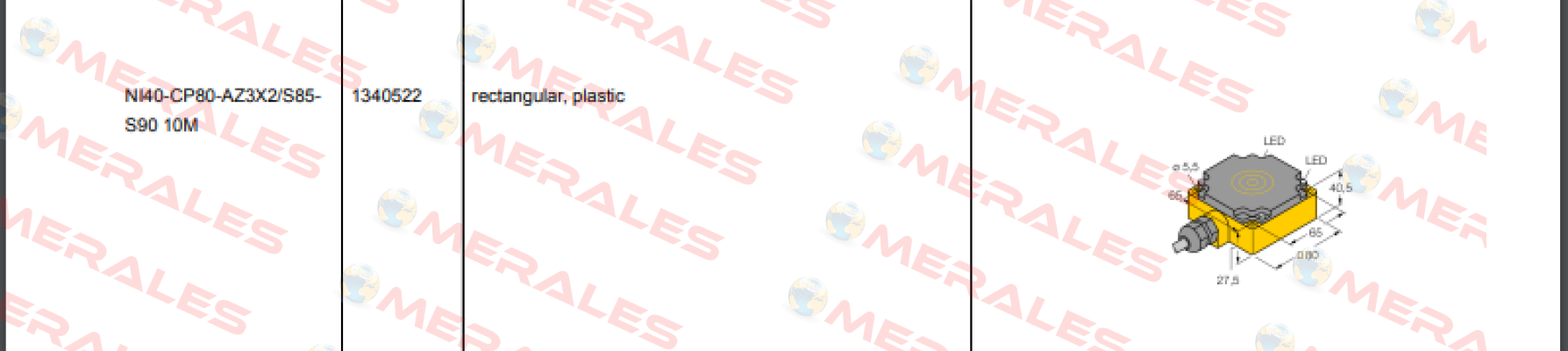NI40-CP80-AZ3X2/S85-S90 10M Turck