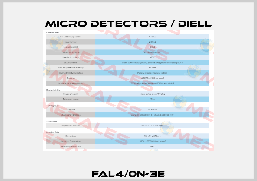 FAL4/0N-3E Micro Detectors / Diell