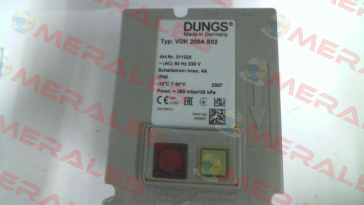 P/N: 211222, Type: VDK 200A S02 Dungs
